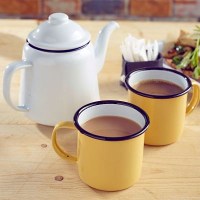 YELLOW Enamel Mug with Black Rim 